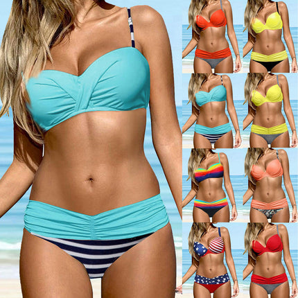 Womens High Cut Bikini Sets Underwire Push Up Top Bathing Suit 2 Piece Triangle Swimsuit