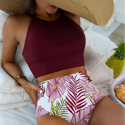 Women High Waisted Bikini Sets Two Piece Swimsuit High Neck Tummy Control Bathing Suits