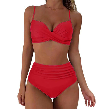 Womens High Waisted Thong Bikini Sets Sexy V Neck Two Piece Swimsuit Bathing Suits