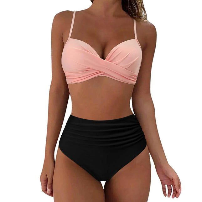 Womens High Waisted Thong Bikini Sets Sexy V Neck Two Piece Swimsuit Bathing Suits