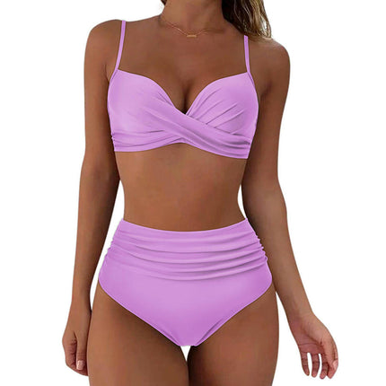 Womens High Waisted Thong Bikini Sets Sexy V Neck Two Piece Swimsuit Bathing Suits