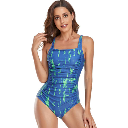 Women's One Piece Swimsuit Ruched Tummy Control Bathing Suits Square Neck Swimwear