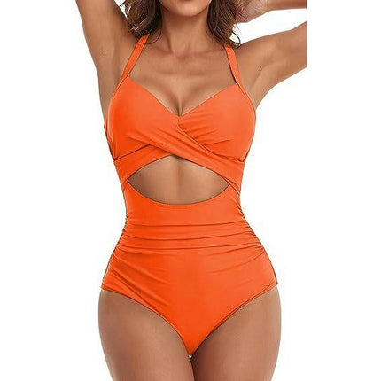 Womens One Piece Swimsuits Ruched Tummy Control Cut Out Monokinis Bathing Suit 1