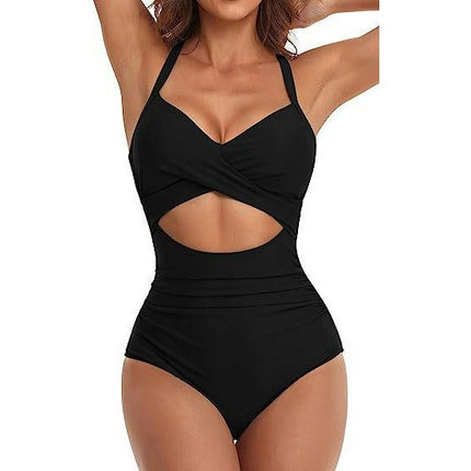 Womens One Piece Swimsuits Ruched Tummy Control Cut Out Monokinis Bathing Suit 1