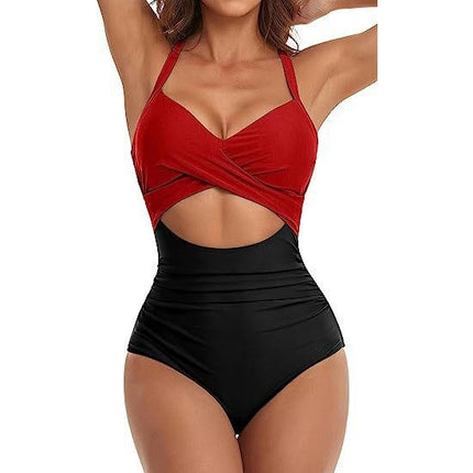 Womens One Piece Swimsuits Ruched Tummy Control Cut Out Monokinis Bathing Suit