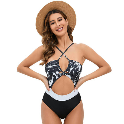 Womens One Piece Swimsuit Tummy Control Bathing Suit Sexy Cut Out Halter Swimwear