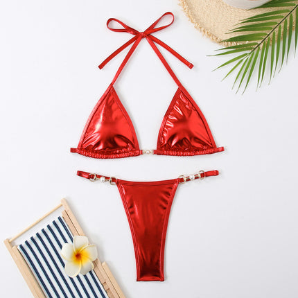 Women's String Bikini Sets Two Piece Halter Triangle Swimsuit Cheeky Thong Bathing Suit