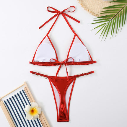 Women's String Bikini Sets Two Piece Halter Triangle Swimsuit Cheeky Thong Bathing Suit