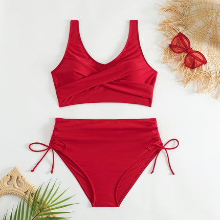 Women High Waisted Bikini Sets Two Piece Swimsuit Push Up Twist Front Bathing Suit