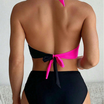 Womens Two Piece Bikini Swimsuits High Waisted Tummy Control Bathing Suits Halter Swimwear