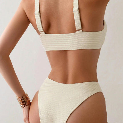 Women's Bikini Sets Two Piece Swimsuit High Waisted Tummy Control V Neck Bathing Suit