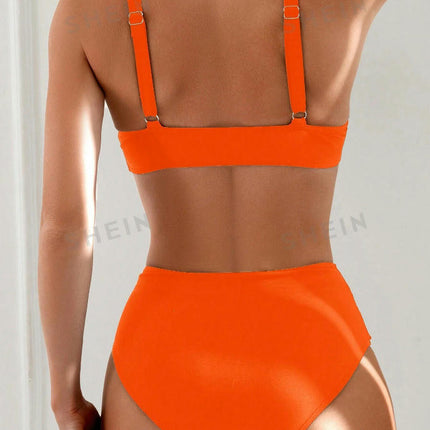 Women's High Waisted Bikini Bathing Suit Set Spaghetti Strap Two Pieces Swimsuit