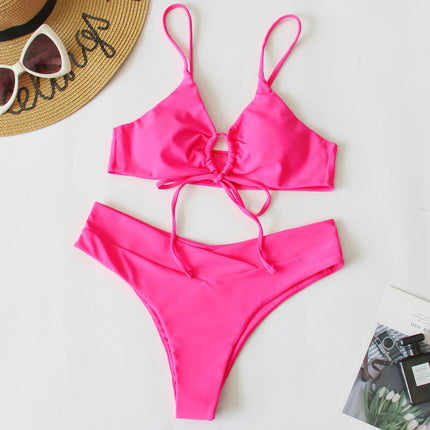 Women 2 Piece Swimsuits Spaghetti Strap Bikini High Waist Swimsuit Bathing Suit