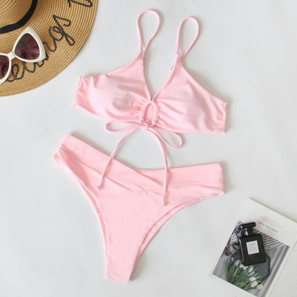 Women 2 Piece Swimsuits Spaghetti Strap Bikini High Waist Swimsuit Bathing Suit