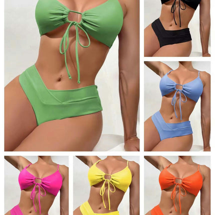 Women 2 Piece Swimsuits Spaghetti Strap Bikini High Waist Swimsuit Bathing Suit