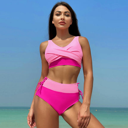 Women's High Waisted Bikini Set Twist Front Two Piece Swimsuit Lace Up Bathing Suits