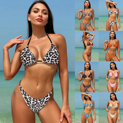 Women's Two Piece Bikini Sets Sexy Halter Swimsuit Triangle Cheeky Bathing Suit