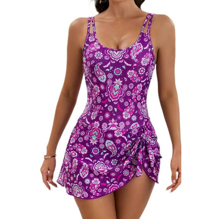 One Piece Swimdress Swimsuits for Women Tummy Control Tie Knot Swim Dresses Bathing Suit 3