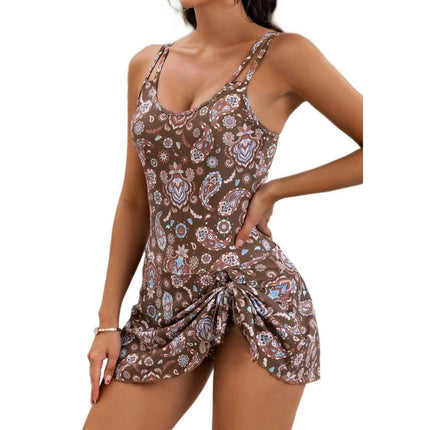 One Piece Swimdress Swimsuits for Women Tummy Control Tie Knot Swim Dresses Bathing Suit 3