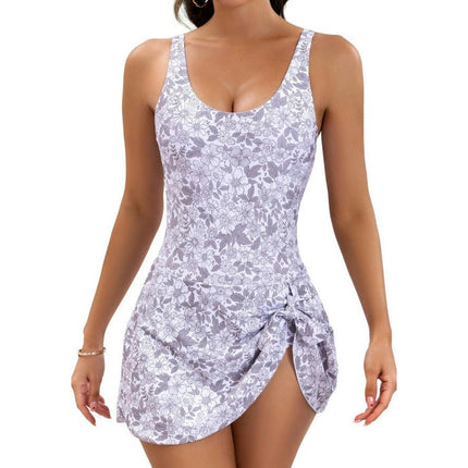 One Piece Swimdress Swimsuits for Women Tummy Control Tie Knot Swim Dresses Bathing Suit 1