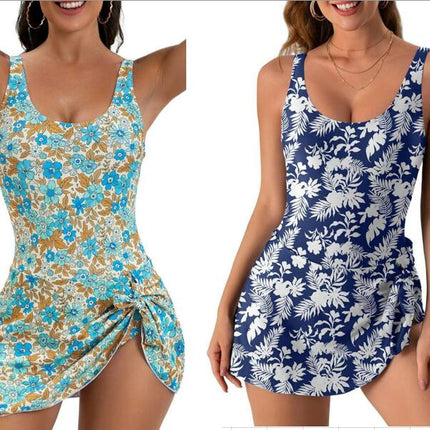 One Piece Swimdress Swimsuits for Women Tummy Control Tie Knot Swim Dresses Bathing Suit