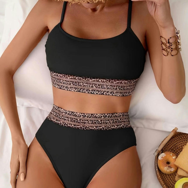 High Waisted Bikini Sets for Women Tummy Control Swimsuits Color Block Two Piece Bathing Suits