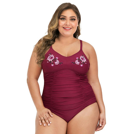 Women's Plus Size One Piece Swimsuits Tummy Control Bathing Suits V Neck Ruched Swimwear