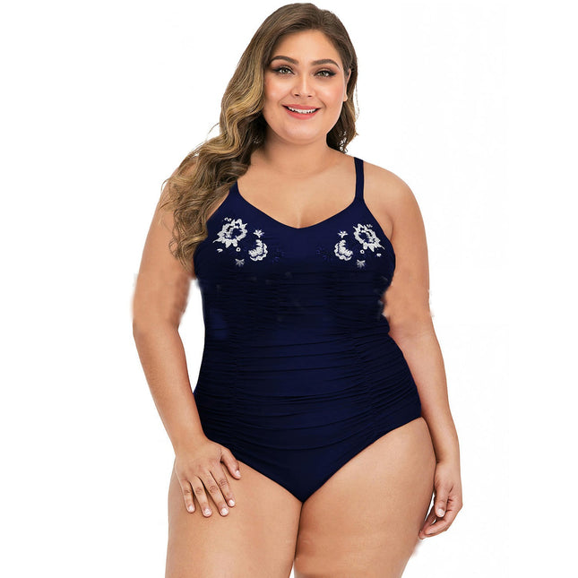 Women's Plus Size One Piece Swimsuits Tummy Control Bathing Suits V Neck Ruched Swimwear