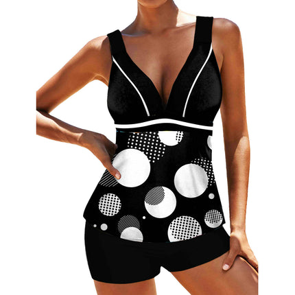 Women's Tankini Swimsuits Two-Piece Tummy Control Bathing Suits V-Neck Swimwear with Boyshorts