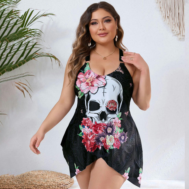 Women Plus Size Tankini Swimsuits Two Piece Bathing Suits Flowy Swimdress with Shorts