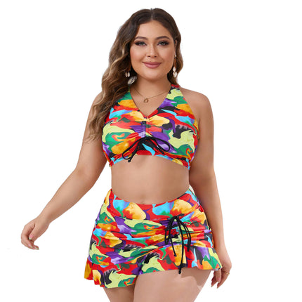 Womens High Waisted Bikini with Skirt Two Piece Swimsuit Tummy Control Halter Bathing Suit