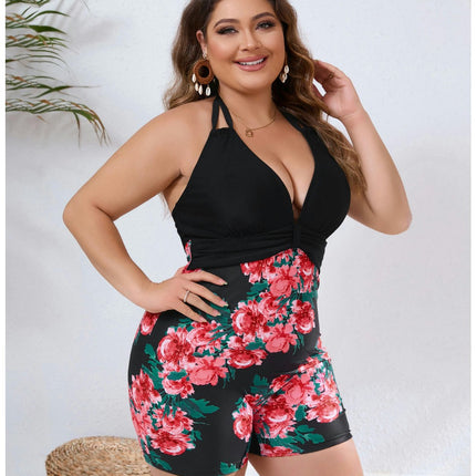 Plus Size Swimsuit for Women Tummy Control Boy-Leg One Piece Bathing Suits