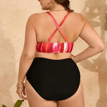 Womens Plus Size Bikini High Waisted Swimsuits Two Piece Bathing Suits Tummy Control Swimwear