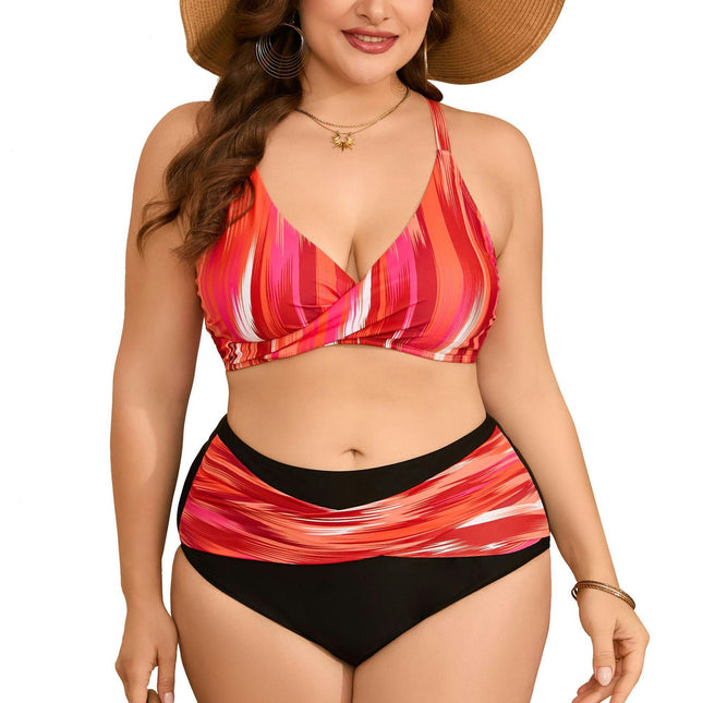 Womens Plus Size Bikini High Waisted Swimsuits Two Piece Bathing Suits Tummy Control Swimwear