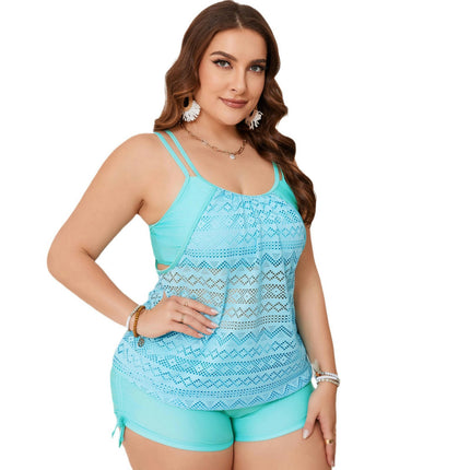 Women Plus Size Tankini Swimsuits Tummy Control Two Piece Bathing Suit with Boyshorts