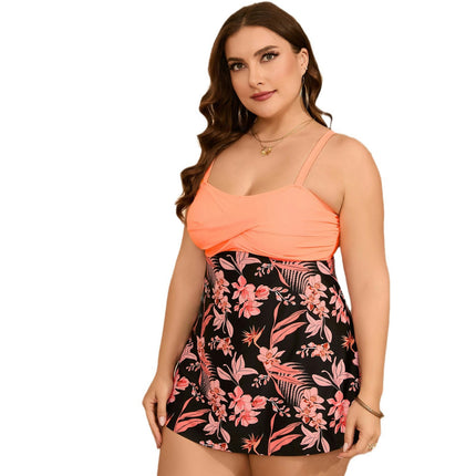 Women's Plus Size Tankini Swimsuits Twist Front Two Piece Bathing Suits with Shorts