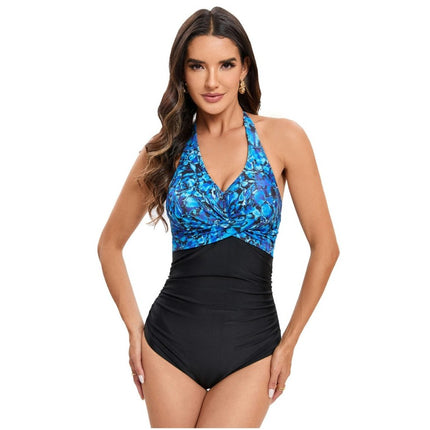 Women's One Piece Swimsuit Wrap V Neck Swimwear Ruched Tummy Control Bathing Suit