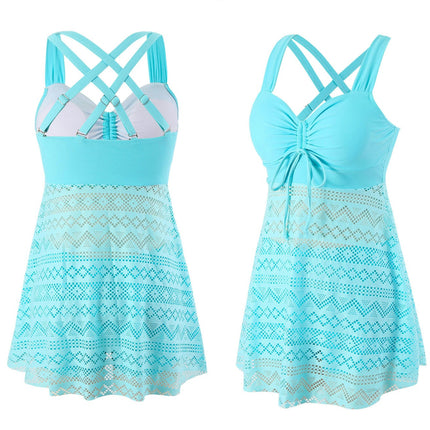 Two Piece Swimsuit for Women Swim Dress with Boyshorts Flowy Mesh Tankini Bathing Suit