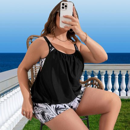 Plus Size Tankini Swimsuits for Women Two Piece Tummy Control Bathing Suit with Boyshorts