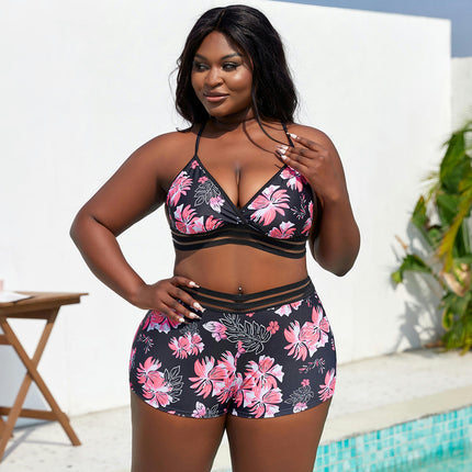 Plus Size Bikini Sets for Women High Waisted Two Piece Swimsuit Bathing Suits with Boyshorts