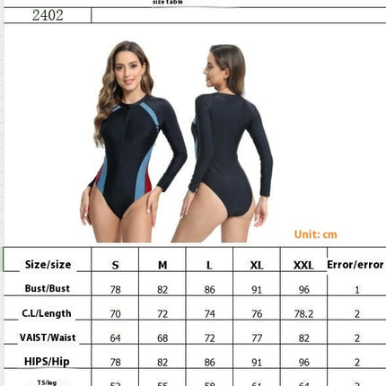 Women's One Piece Bathing Suit Long Sleeve Rash Guard Surfing Swimsuit Swimwear