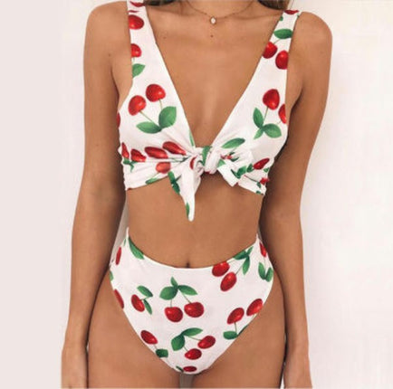 Women Two Piece Swimsuits High Waisted Bikini Set Tie Knot Bathing Suits Tummy Control Swimwear