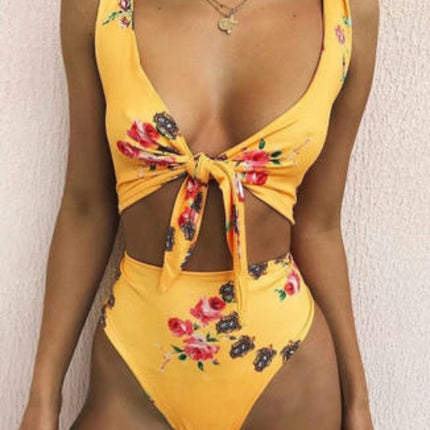 Women Two Piece Swimsuits High Waisted Bikini Set Tie Knot Bathing Suits Tummy Control Swimwear