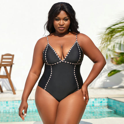 Women Plus Size One Piece Swimsuits Tummy Control Bathing Suits V Neck Swimwear