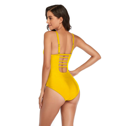 Women's One Piece Swimsuit Scoop Neck Bathing Suit Ruched Tummy Control Swimwear