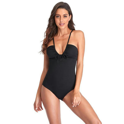 Womens One Piece Swimsuit Tummy Control Halter Bathing Suit Sexy V Neck Swimwear