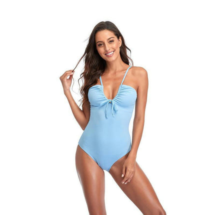 Womens One Piece Swimsuit Tummy Control Halter Bathing Suit Sexy V Neck Swimwear