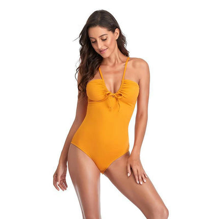 Womens One Piece Swimsuit Tummy Control Halter Bathing Suit Sexy V Neck Swimwear