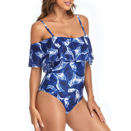 Women One Piece Swimsuits Tummy Control Bathing Suit Ruffle Off Shoulder Swimwear