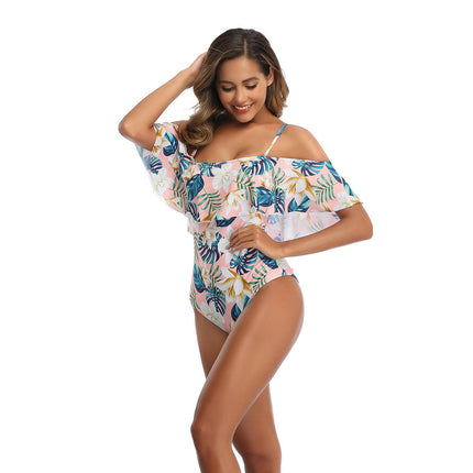 Women One Piece Swimsuits Tummy Control Bathing Suit Ruffle Off Shoulder Swimwear